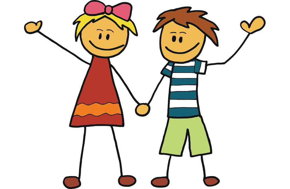 Illustration de deux enfants se tenant par la main